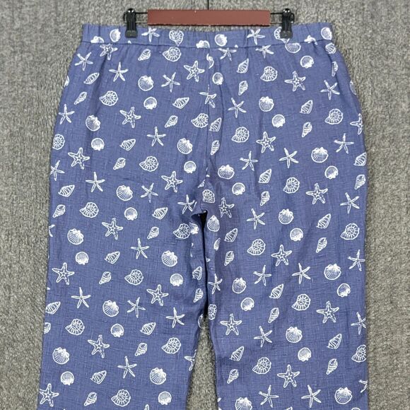 Coldwater Creek Pants Womens 16 Seashell Blue 100% Linen Wide Leg Elastic Waist - Picture 9 of 12